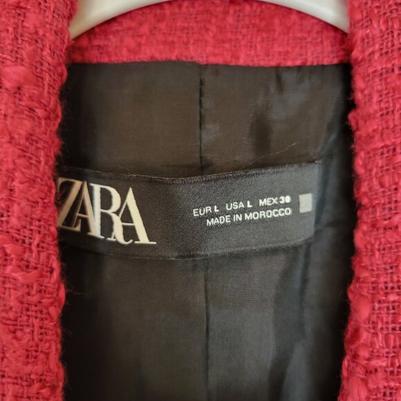 ZARA TWEED DOUBLE-BREASTED BLAZER SZ L - Picture 5 of 11